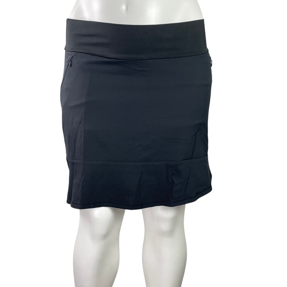 NEW Adidas Black Elastic Waist Zip Pocket Athletic Tennis Frill Skort Skirt 1X